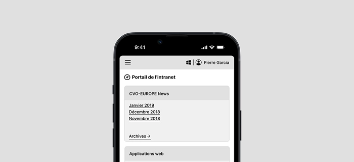 visuel représentant l’interface d’accueil du portail intranet